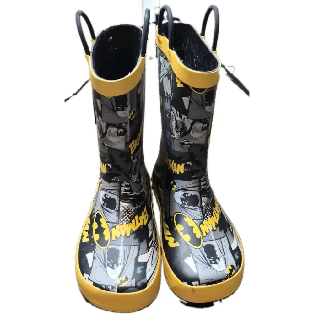 Western Chief Batman Grunge Black Rubber Rain Boots Kids Boys Toddler US Size 13